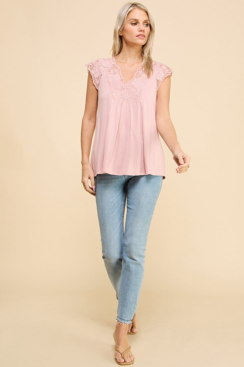 Lace Sleeveless Tee